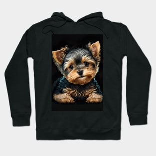 Super Cute Yorkshire Terrier Puppy Portrait Hoodie